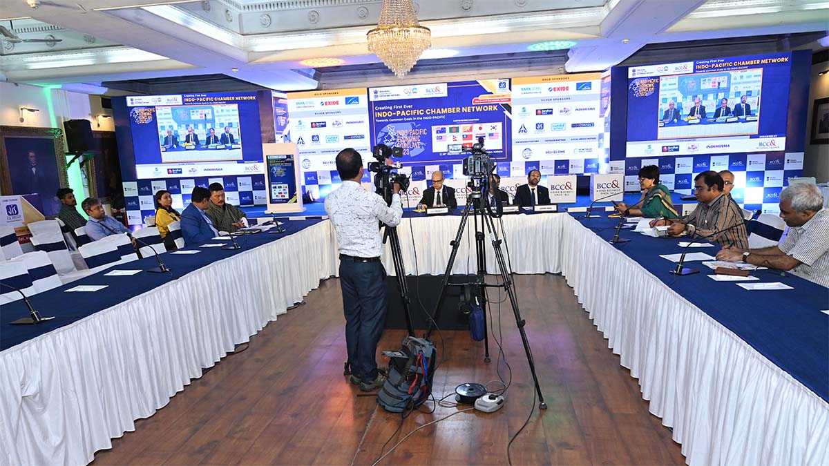 Press meet for the presentation of the Common Charter on Day 1 of Indo-Pacific Economic Conclave, 28th September 2023.