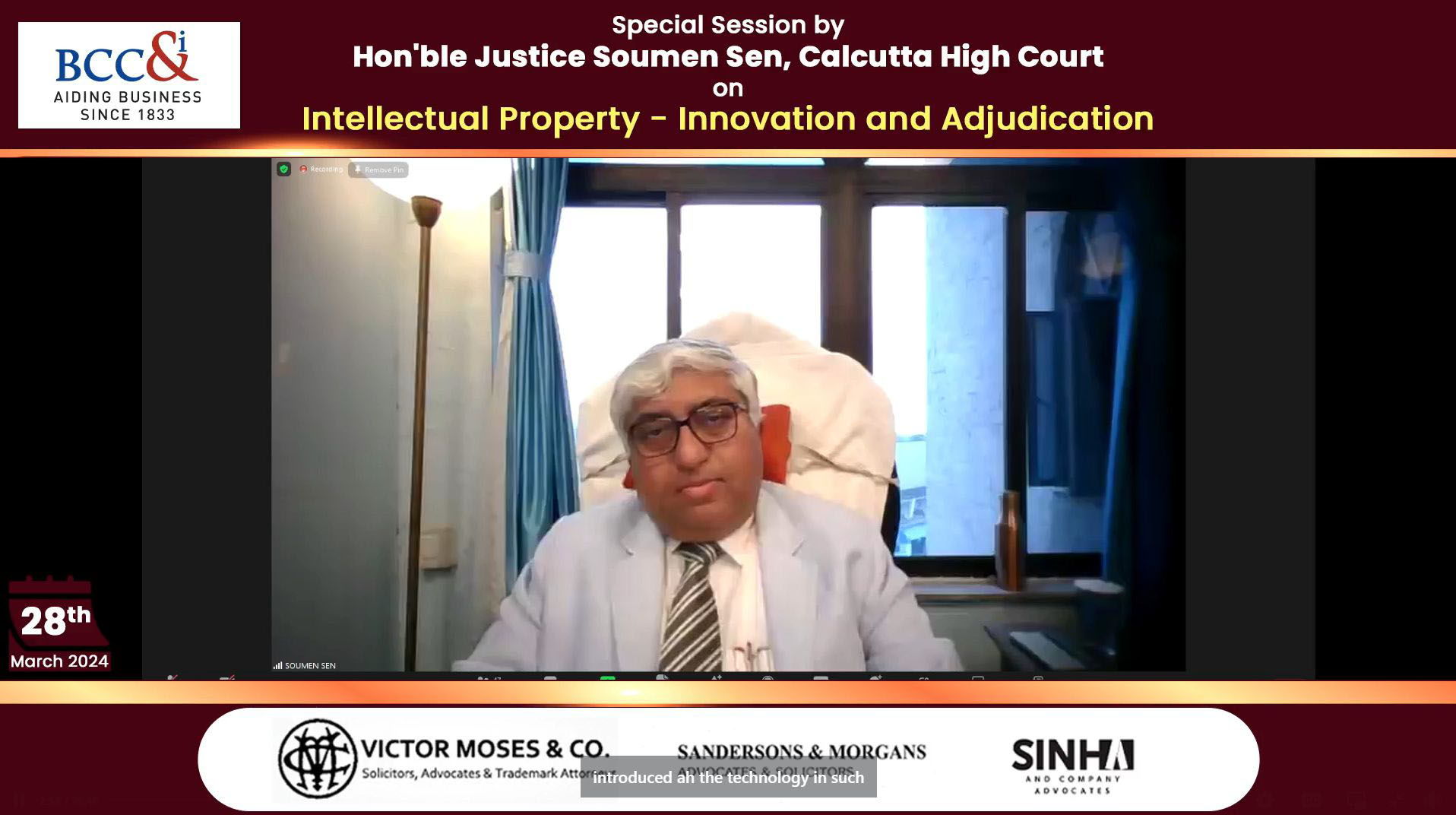 Hon’ble Justice Soumen Sen, Calcutta High Court addressing the session.
