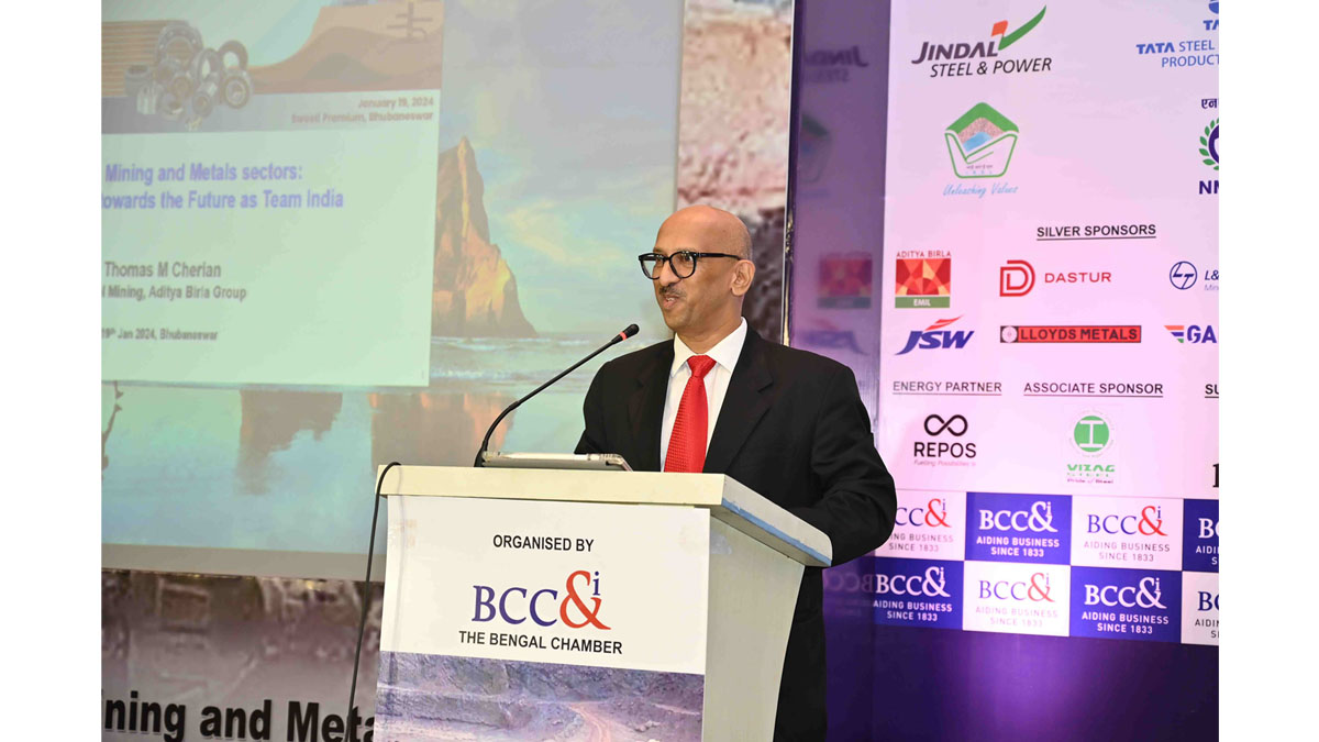Mr. Thomas M. Cherian, Managing Director, Essel Mining & Industries Limited delivering his address during the Opening Session 